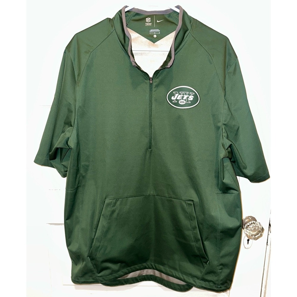 Nike New York Jets 1/4 Zip Pullover Large Green Short Sleeve Sideline 708122-323
